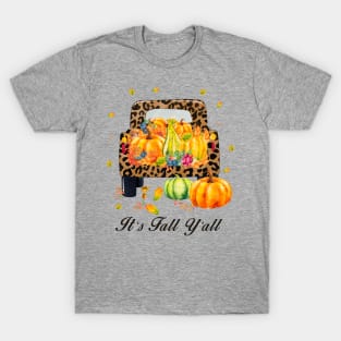 It's fall y'all Autumn Pumpkin Truck Buffalo plaid T-Shirt